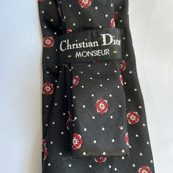 Vintage 70s Christian Dior Silk Tie - Blue with red - Picture 1 of 9